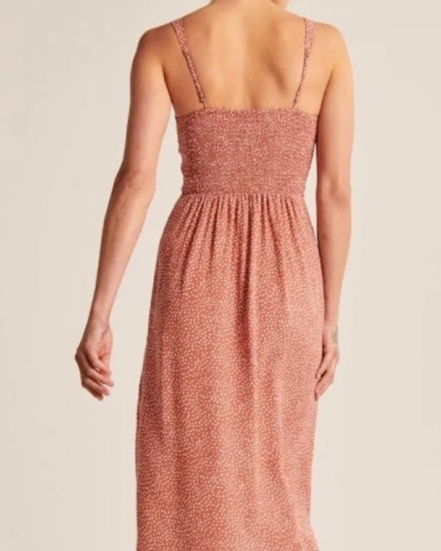 Abercrombie Cinch Front Pink Midi Dress - Image 4