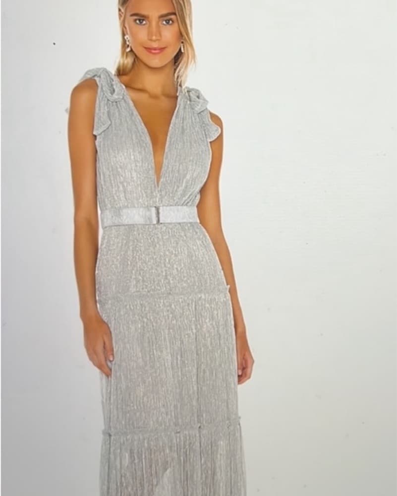 Shimmering Silver Maxi Dress - Image 2