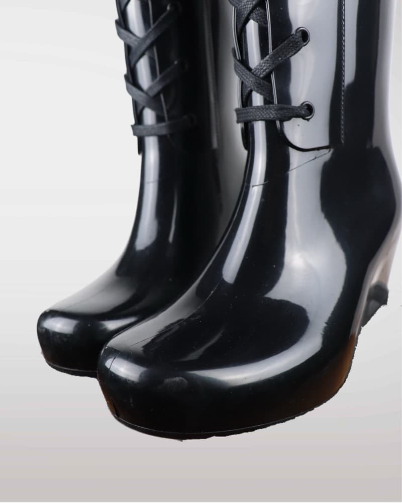 YSL Black Wedge Rain Boots | EU37 - Image 4