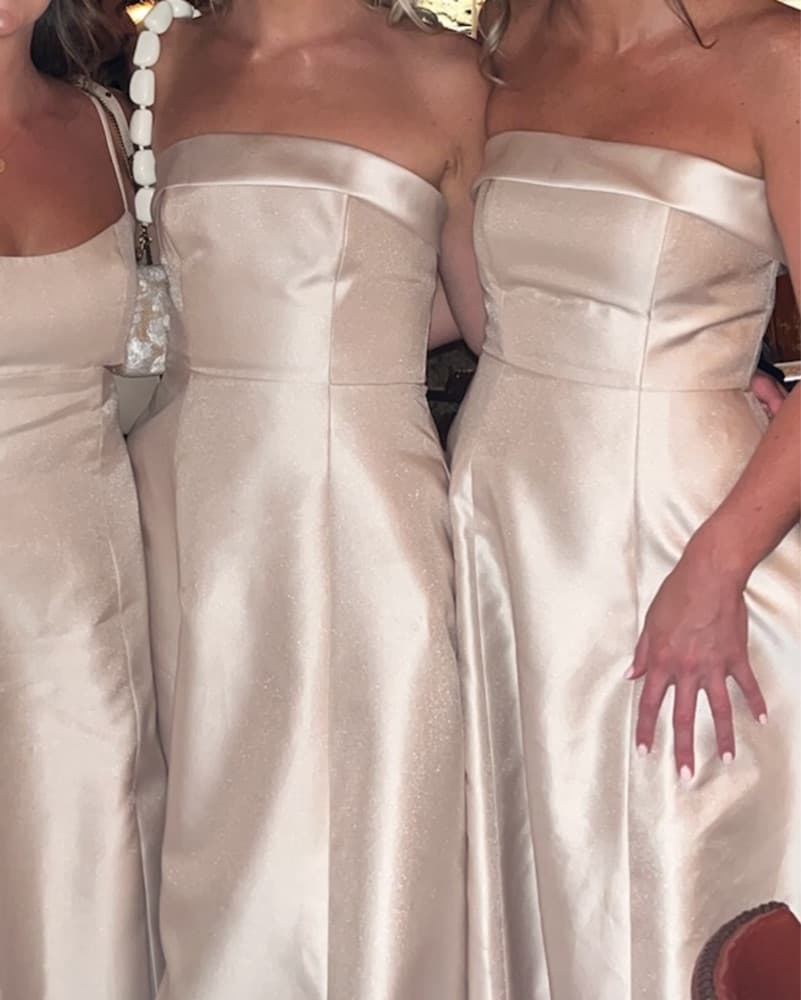 Alfred Sung Champagne Bridesmaid Dress - Image 3
