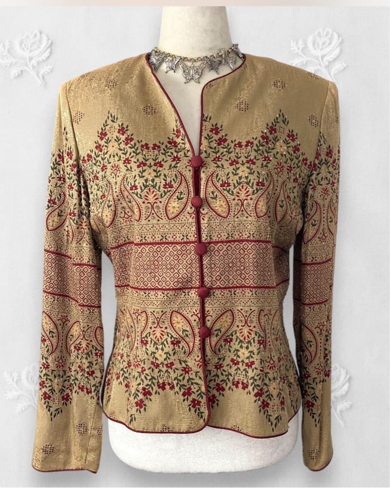 Whimsygoth Beaded Silk Blazer Jacket  - Image 1