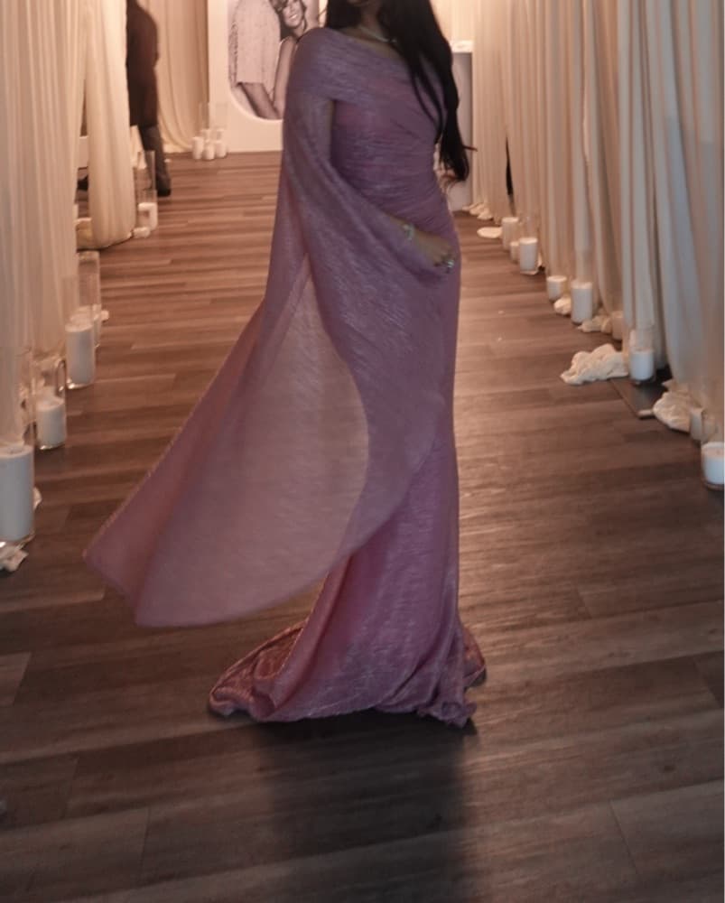 $2450 Talbot Runhof Metallic Voile Gown - Image 2