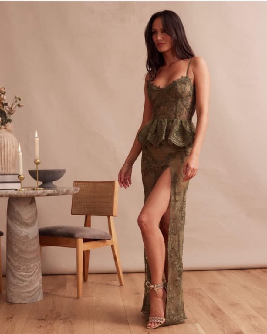 V Chapman Ophilia Dress in Olive - Image 1