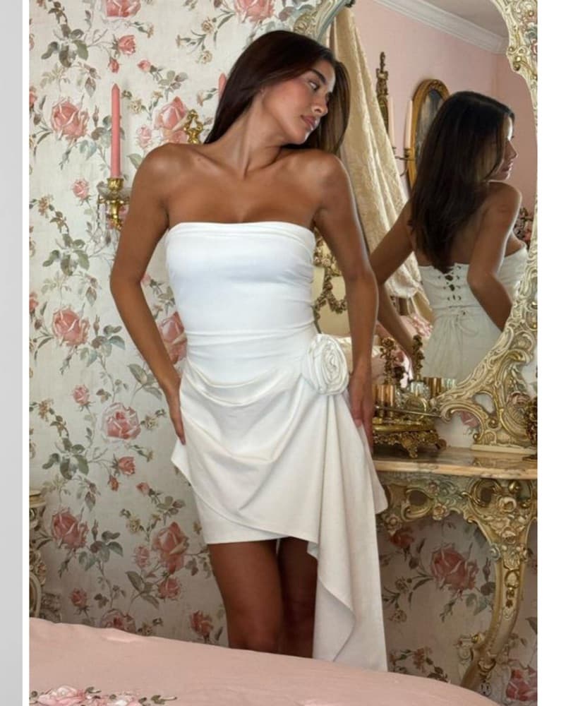 Leau Rosette Strapless Mini Dress  - Image 1