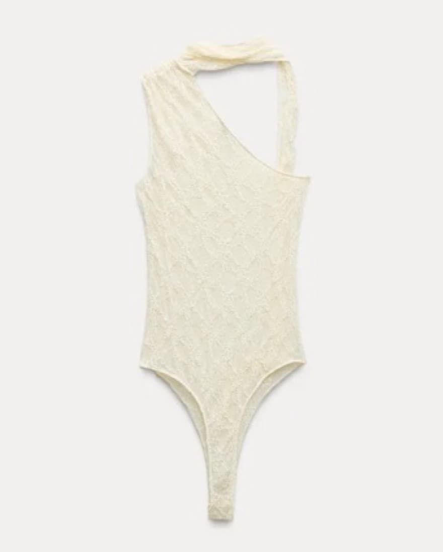 Zara Asymmetric Lace Bodysuit - Image 1