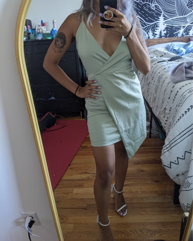 Sage Green Mini Dress  - Image 3