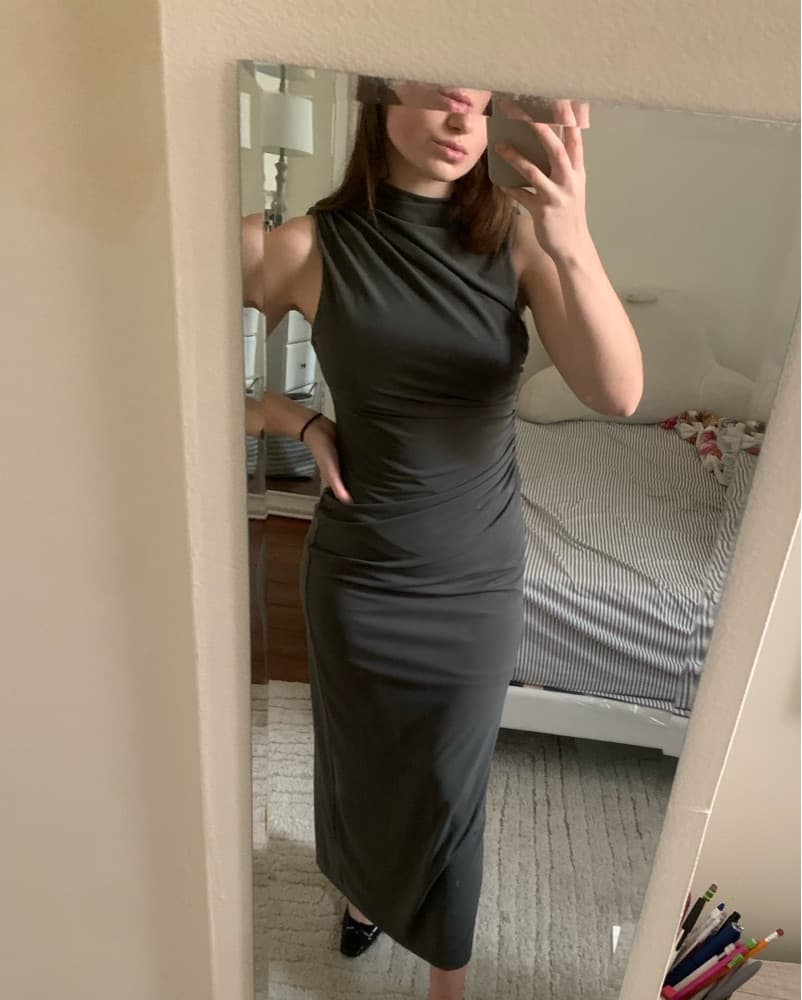Zara Olive Green Midi Dress - Image 3