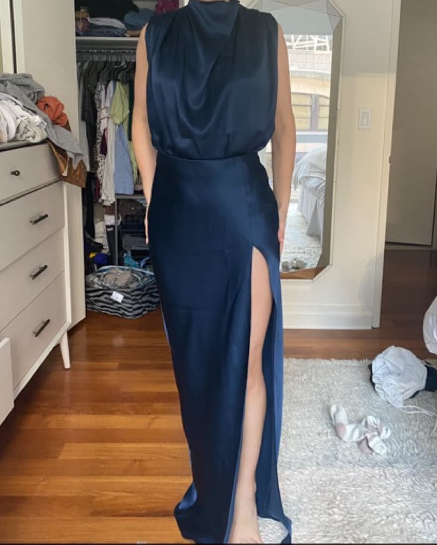 Navy Silk Gown- Amanda Uprichard Fabiana - Image 4