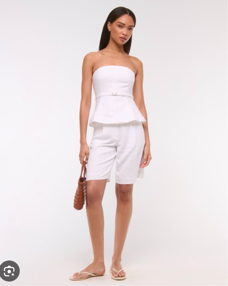 pink strapless linen abercrombie top - Image 2