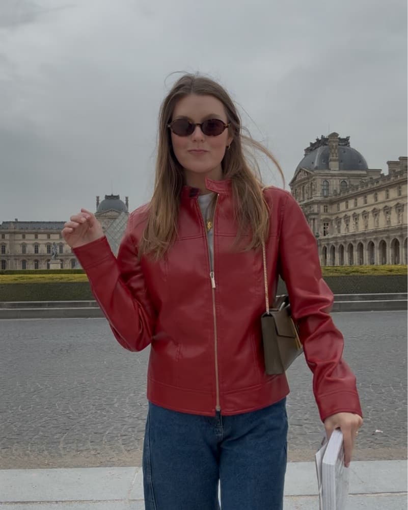 Red Vintage Leather Jacket - Image 2