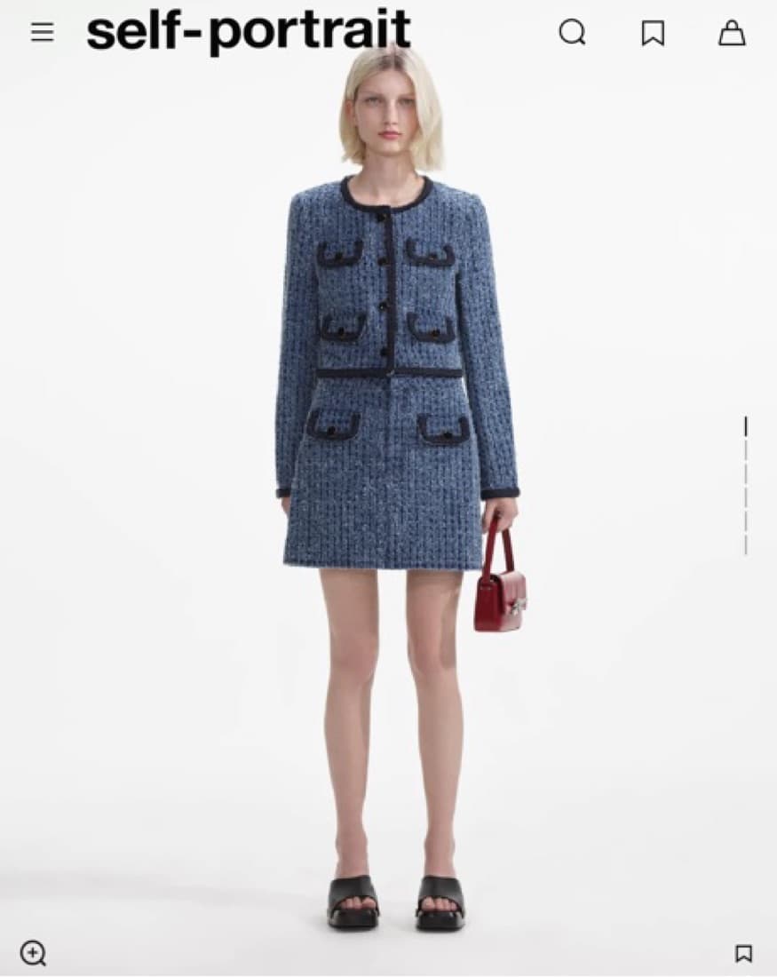Self-Portrait Denim Tweed Skirt Set - Image 1