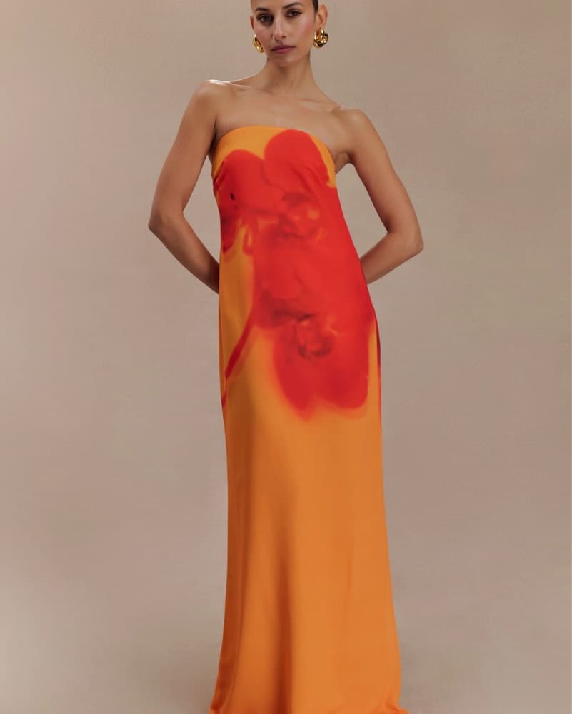 Meski Orange Amaya Strapless Dress - Image 1