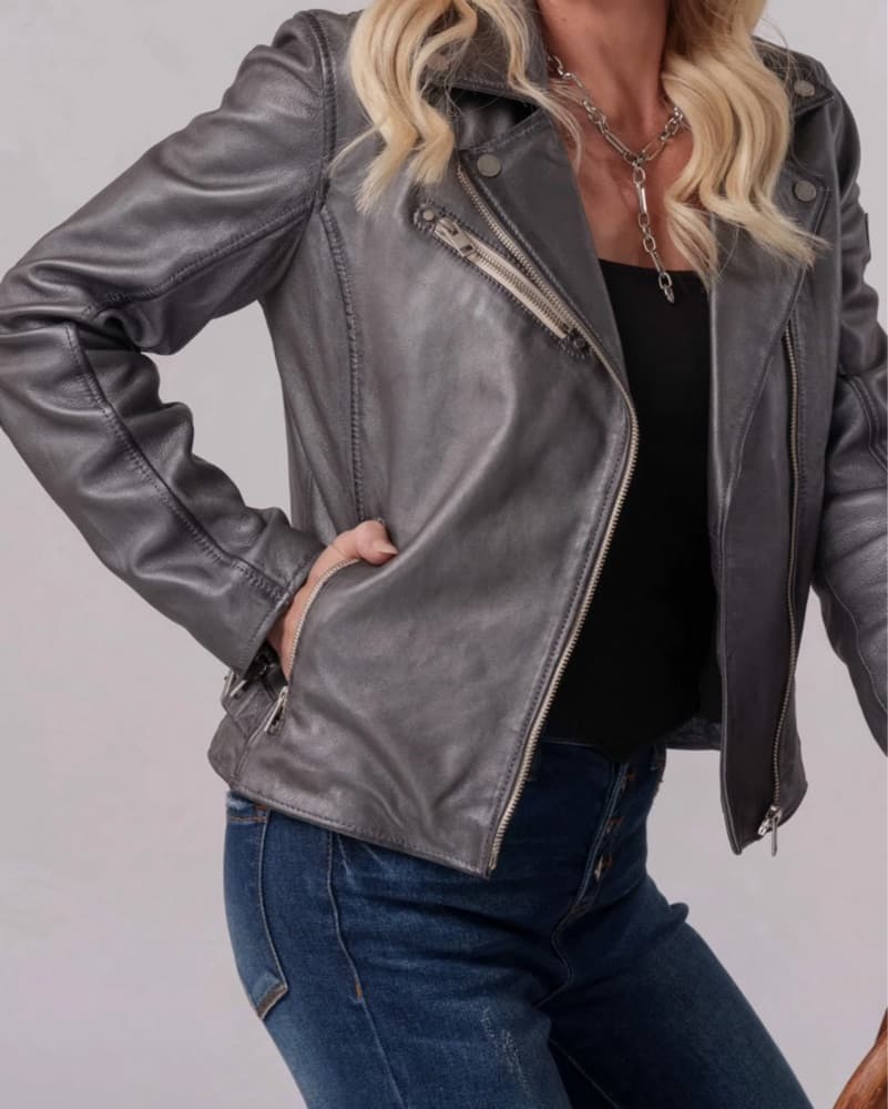 Mauritius Sofia Leather Jacket Gunmetal  - Image 2
