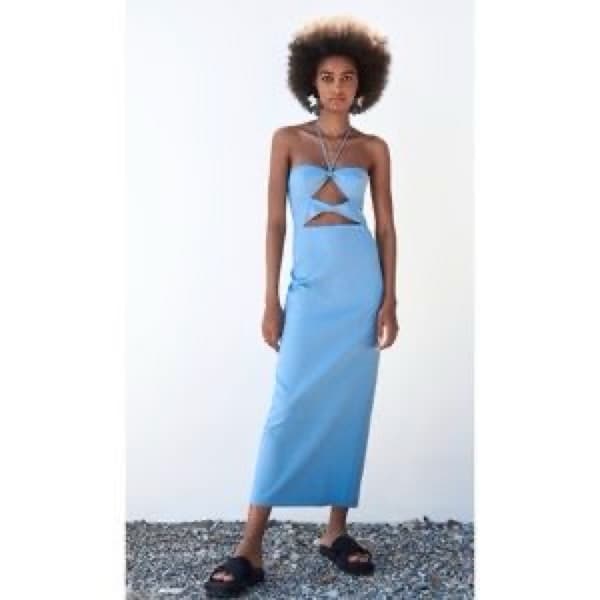 blue halter cut out dress - Image 3