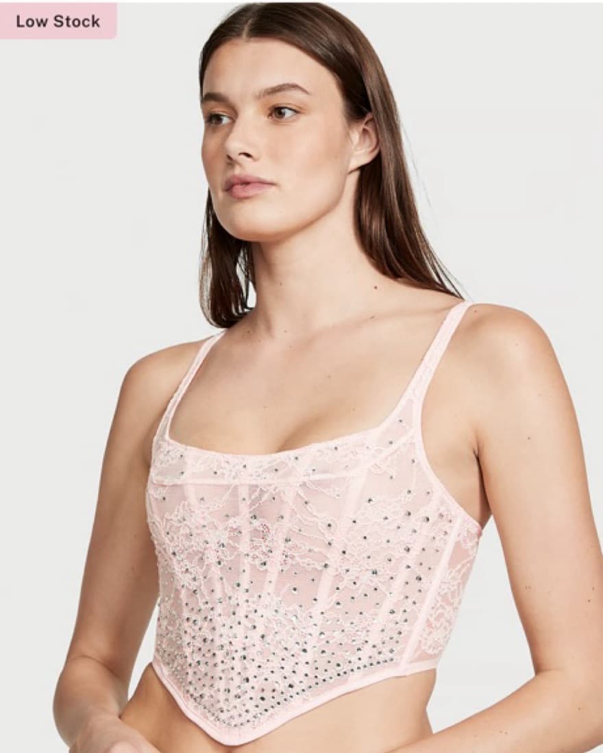 Victoria secret pink shiny corset top - Image 3