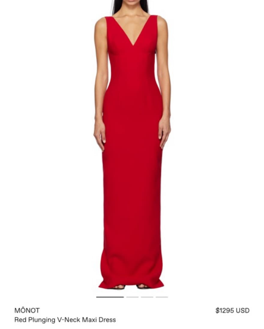Monot Red Plunging V Neck Gown  - Image 1