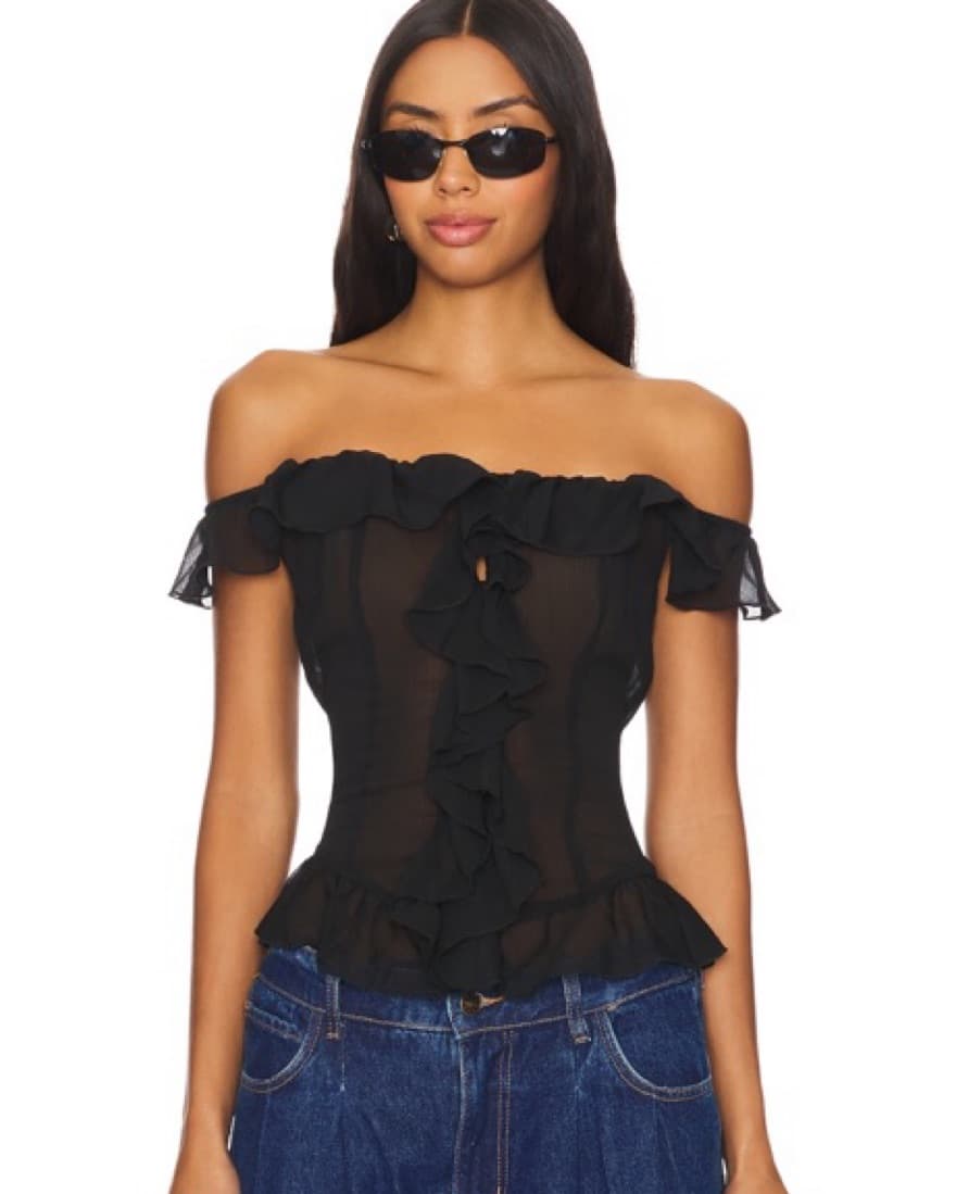 Sheer Ruffle Top - Image 1