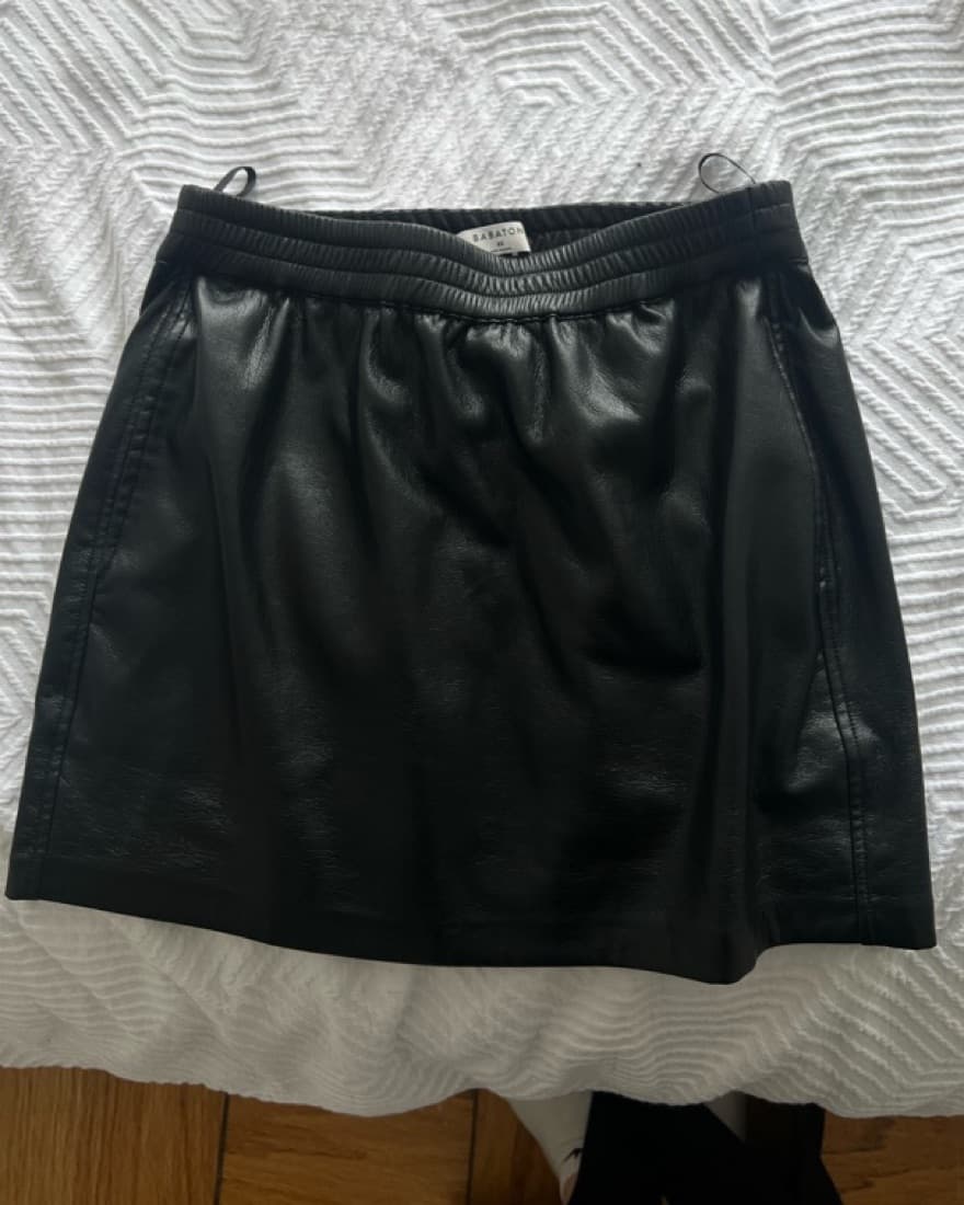 Aritzia Black Leather Skirt  - Image 2