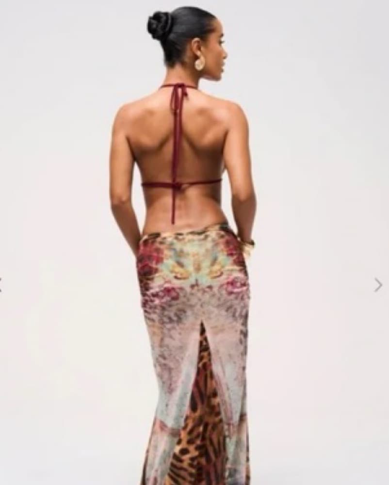 Cowl Neck Seashell Leopard Maxi Dress - Image 2