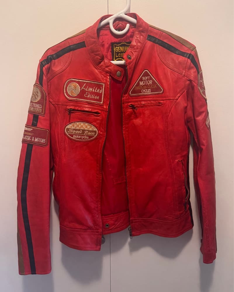 Vintage Red Motorcycle Jacket - Image 1