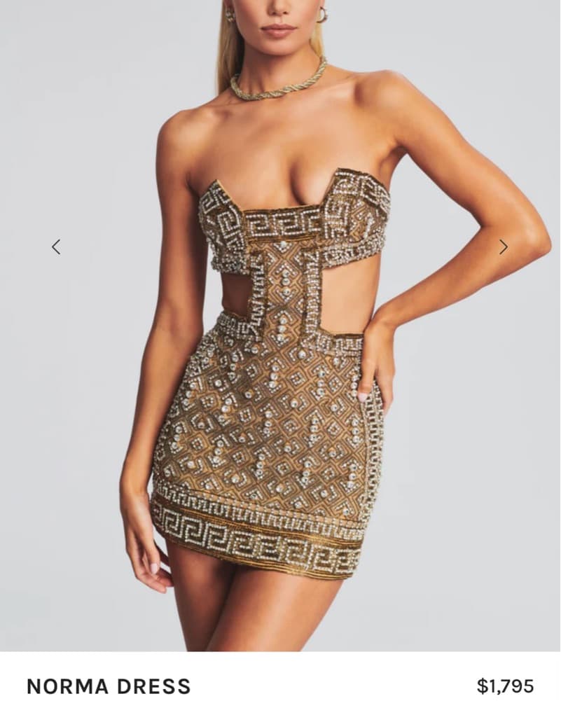 Retrofete Norma Gold Mini Dress - Image 4