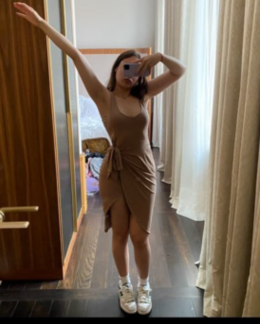 Tan Tie-Waist Dress - Image 3