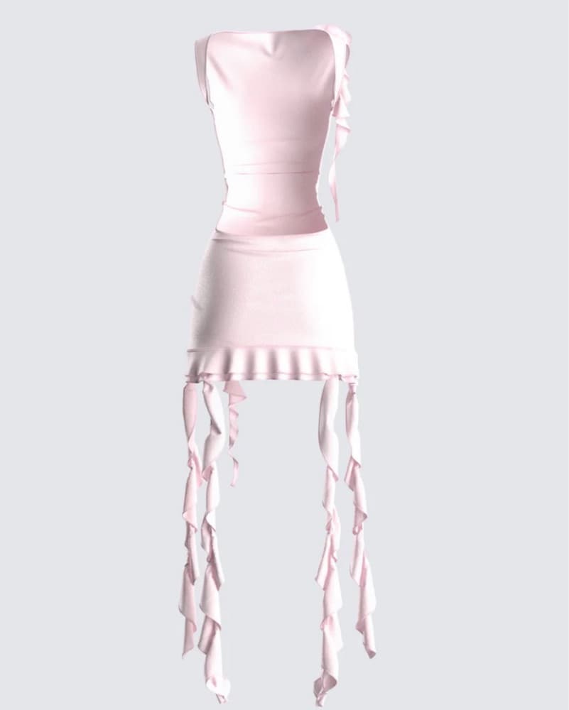Tiana Pink Ruffle Rosette Dress - Image 2