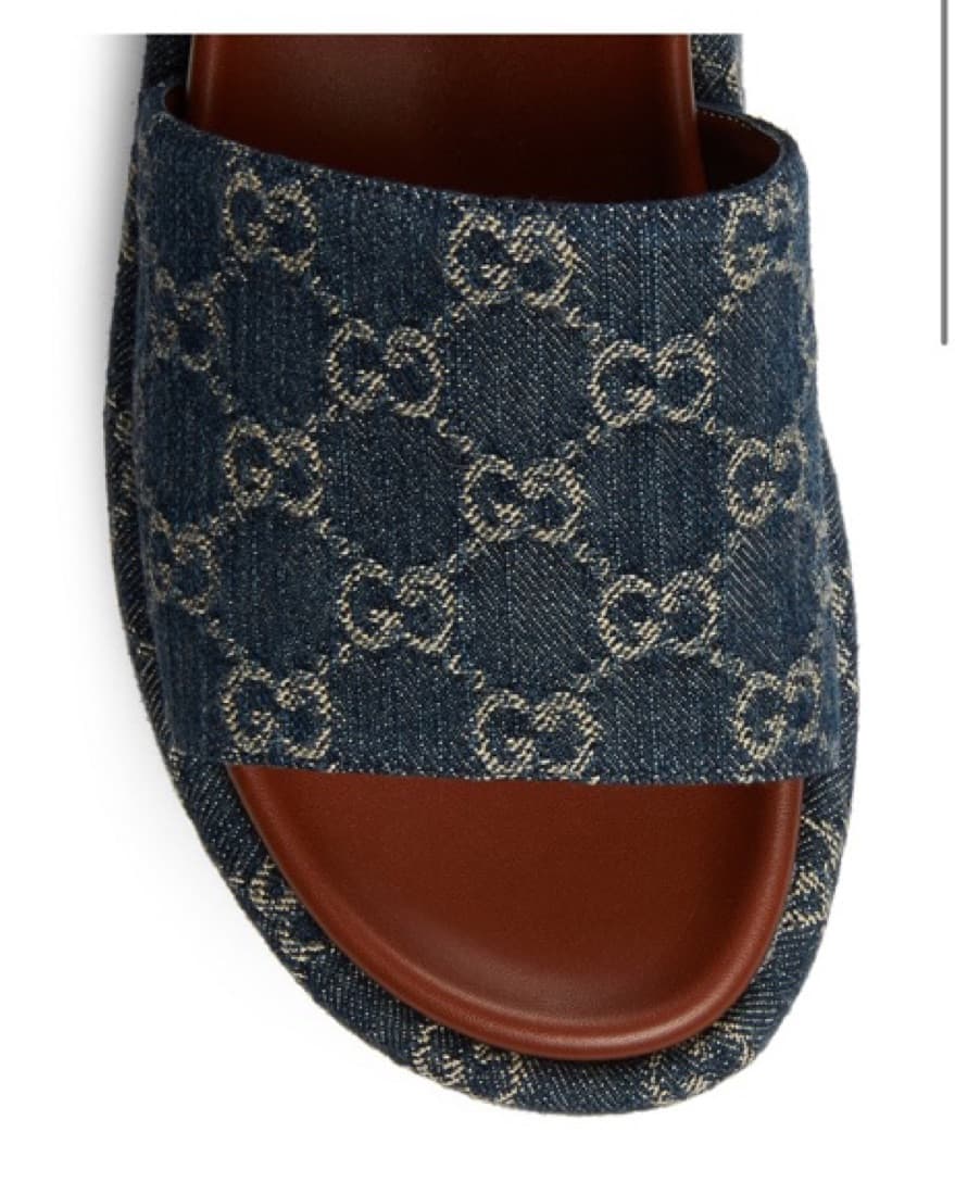 Gucci Denim Printed Slides - Image 4
