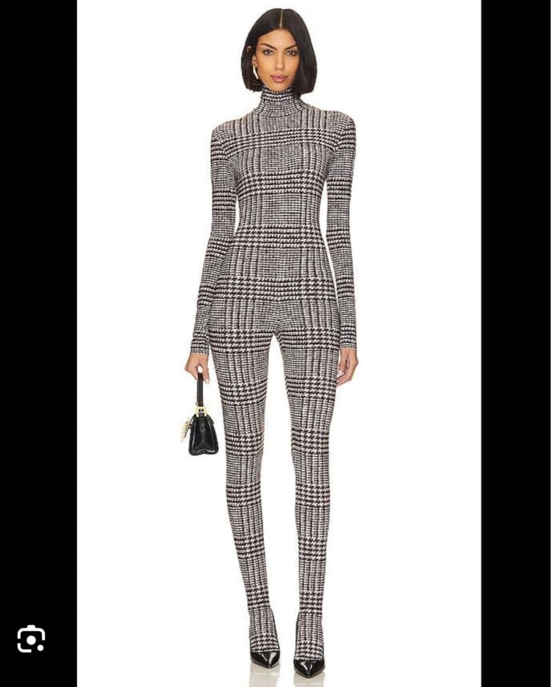 Norma Kamali Glenn Plaid Tweed Jumpsuit - Image 2