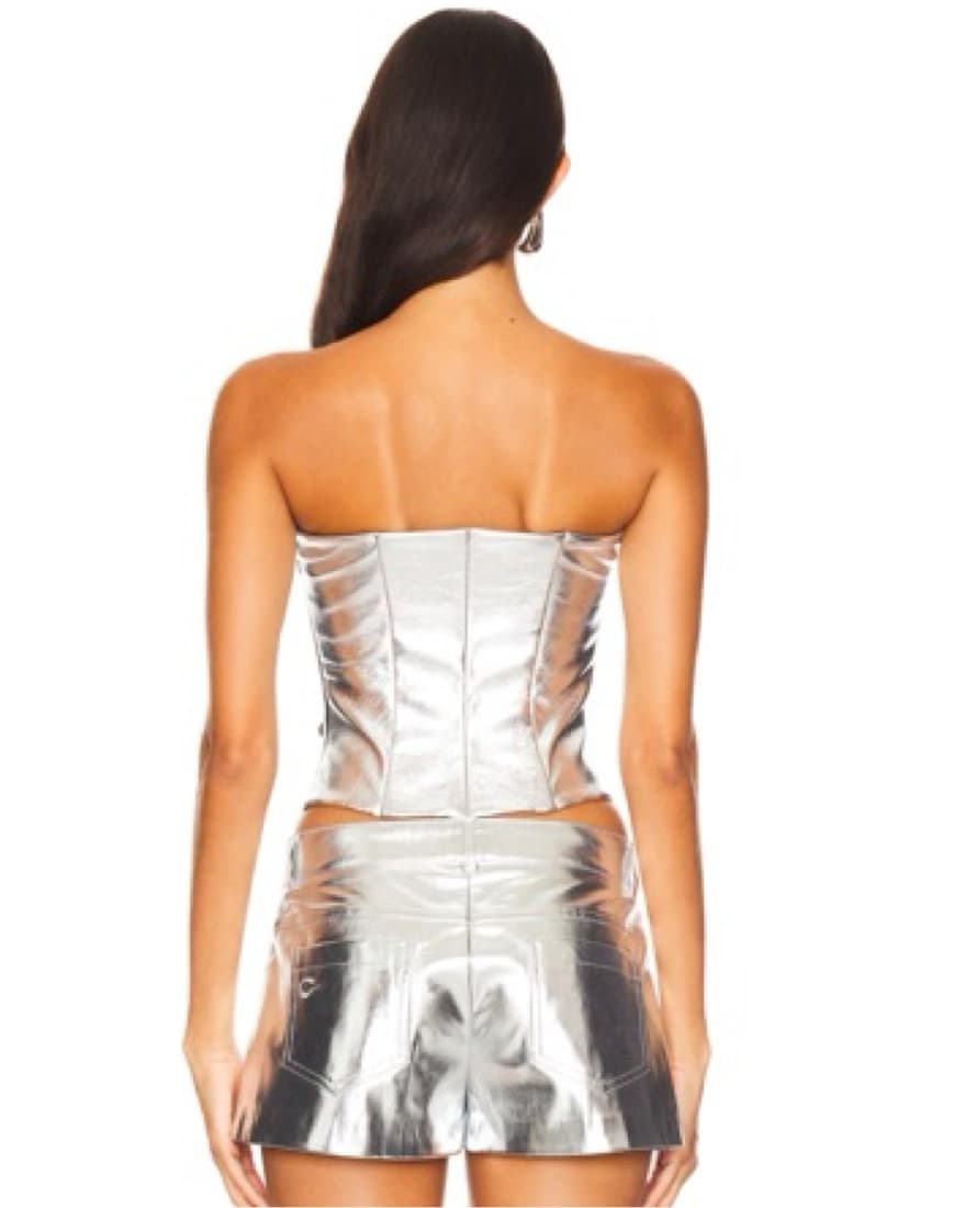 CULTNAKED Silver Metallic Stud Crop Top - Image 4
