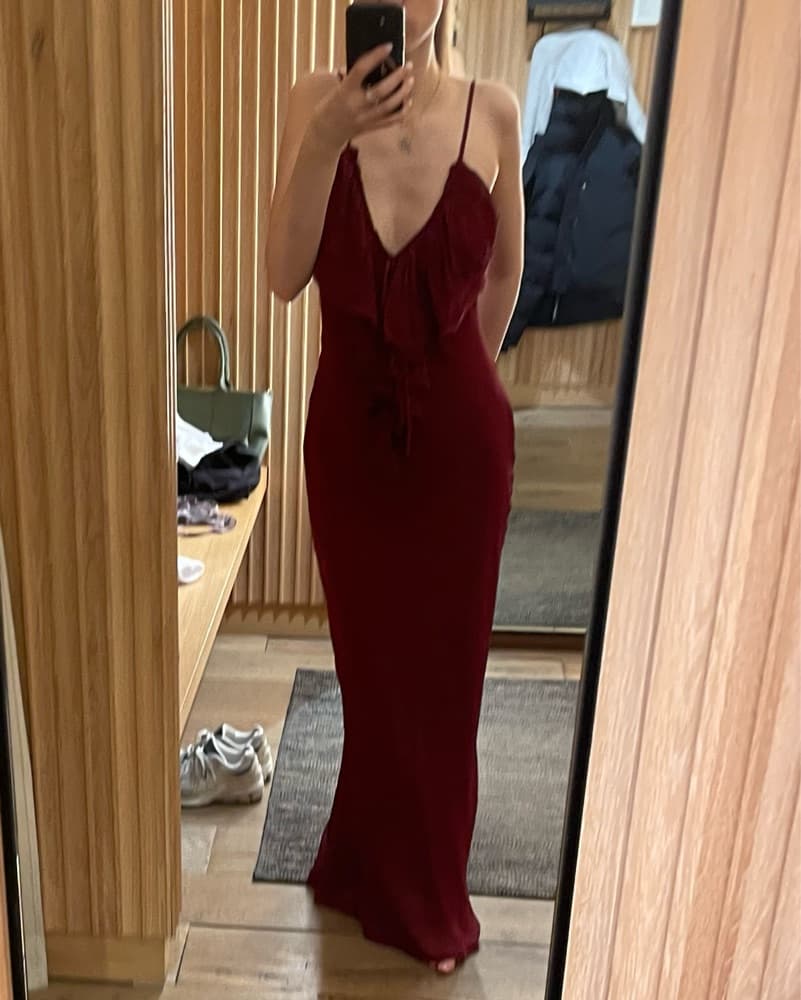 Mango Red Slip Maxi Dress - Image 5