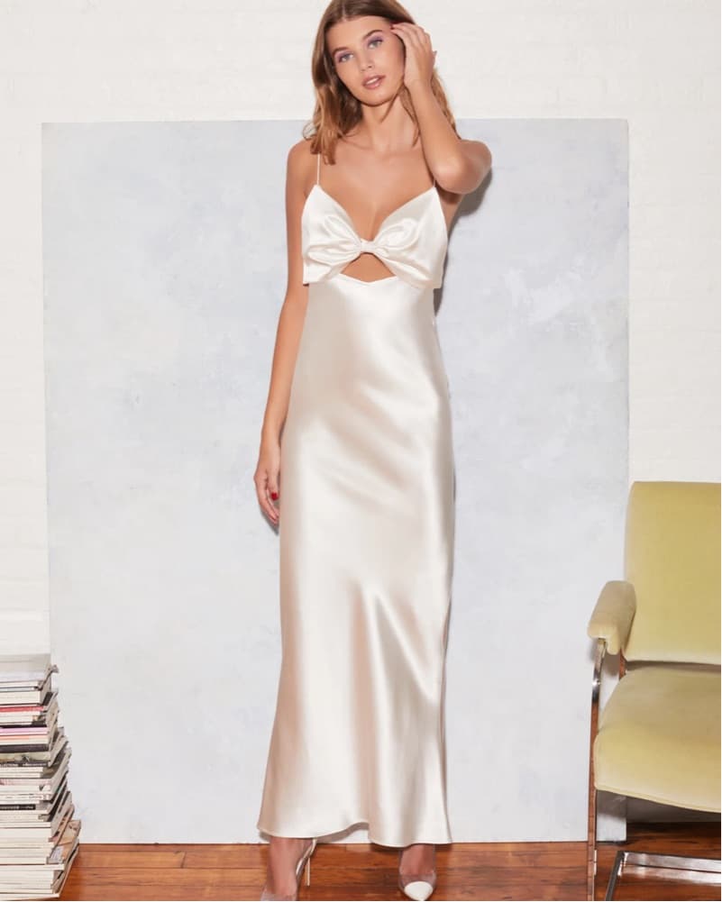 Elegant Ivory Satin Slip Dress - Image 1