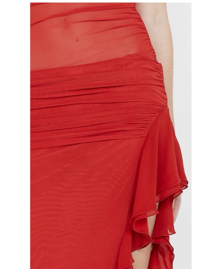 Red Bec and Bridge Strapless Dress - Image 5