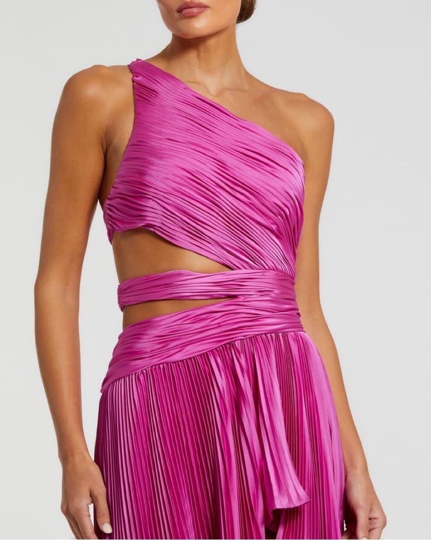 Vibrant One-Shoulder Pleated Maxi Dress - Image 1
