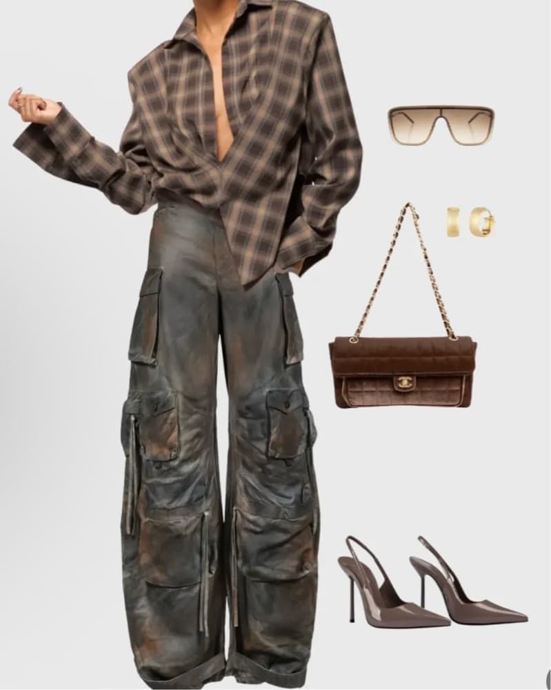 kwame adusei Plaid V Neck Top - Image 4
