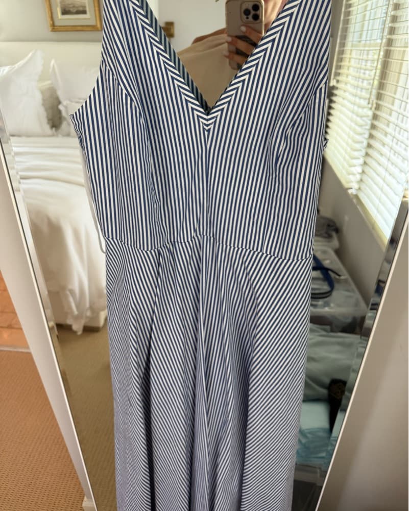 Blue And White Striped Midi COS Dresss - Image 2