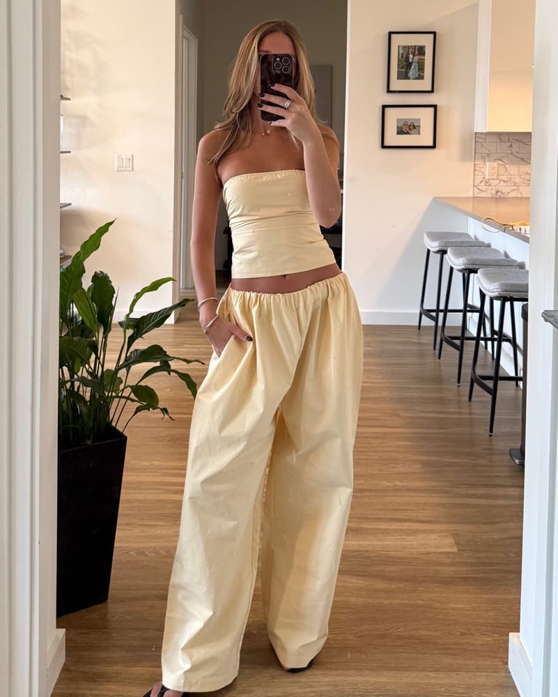 Yellow Strapless Top and Pants - Image 3