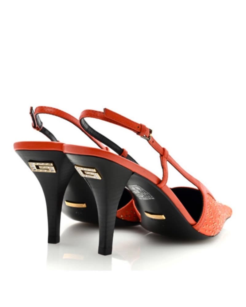Gucci Crystal Orange Slingback Heels - Image 3