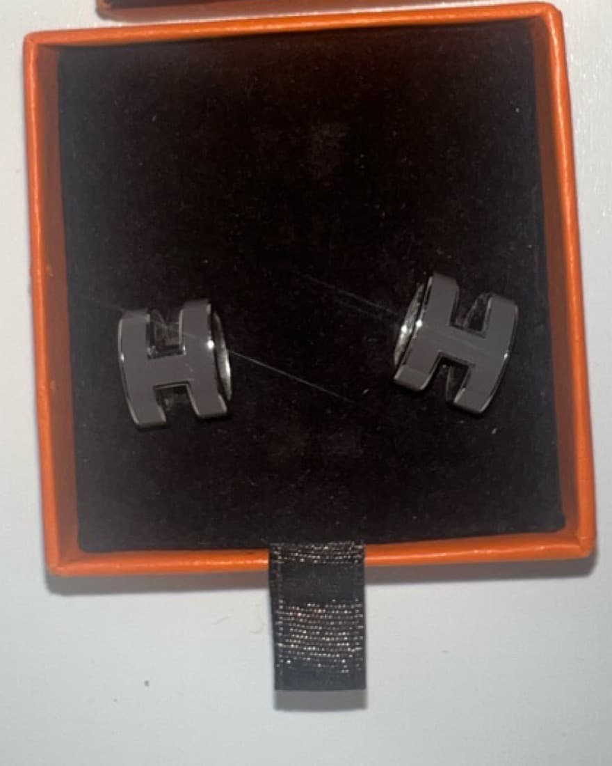 HERMES Silver Lacquered Pop H Earrings  - Image 3