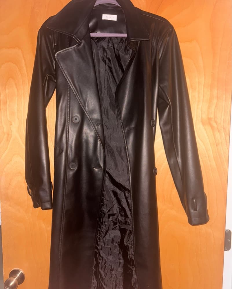 Meshki Faux Leather Trench Coat - Image 2