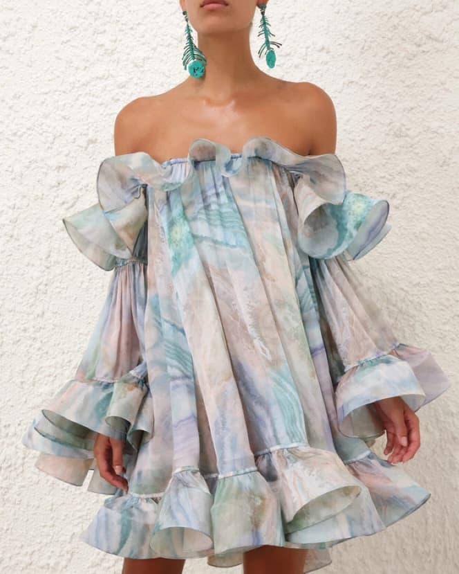 Flounce Blue Agate Mini Dress - Image 3