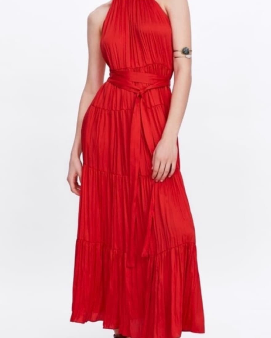 ZARA Red Halter Maxi Dress - Image 1