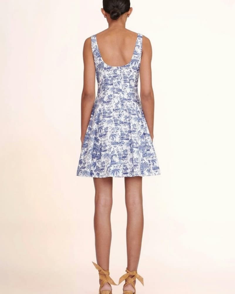 STAUD mini wells dress in blue toile - Image 3