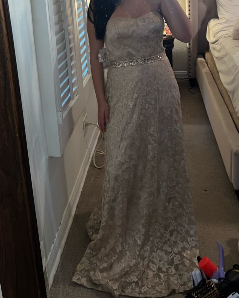 Aidan Mattow champagne gown - Image 3