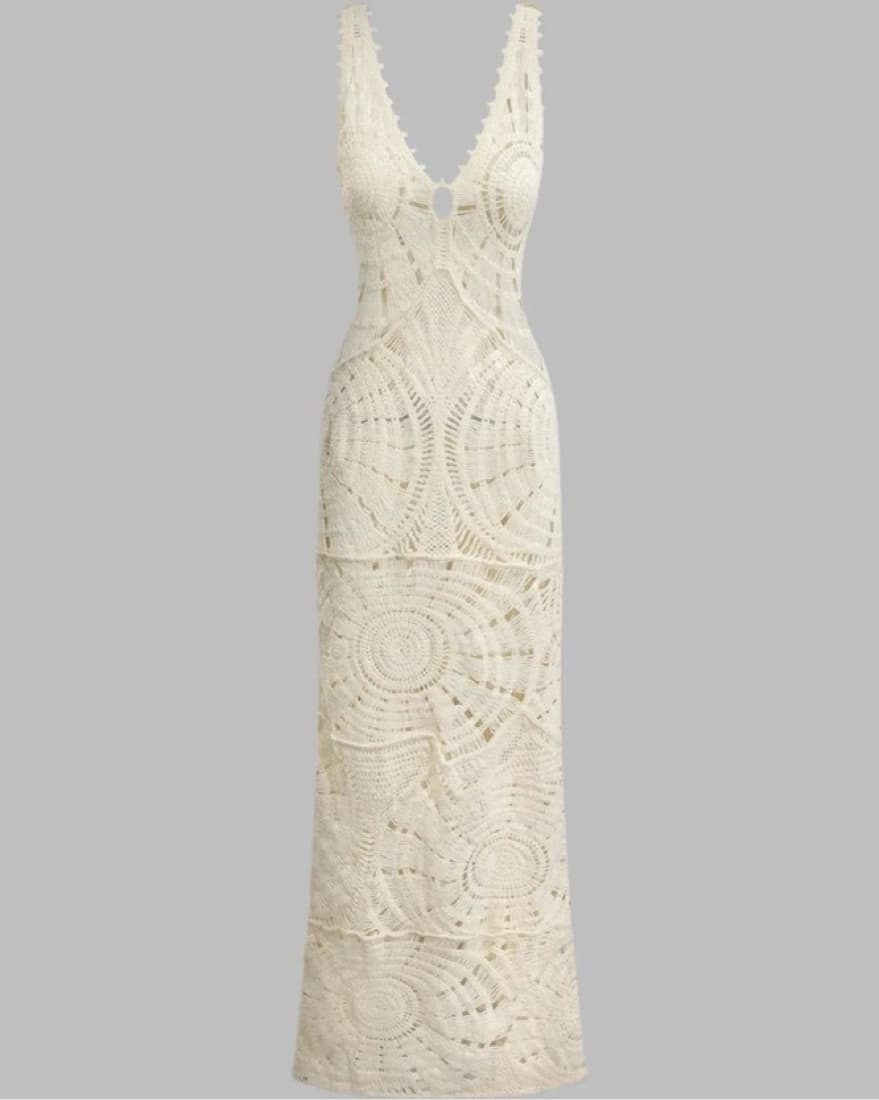 Elegant Crochet Lace Maxi Dress - Image 2