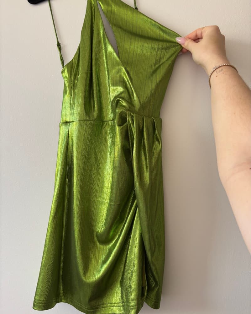 Shimmering Green Wrap Dress - Image 1