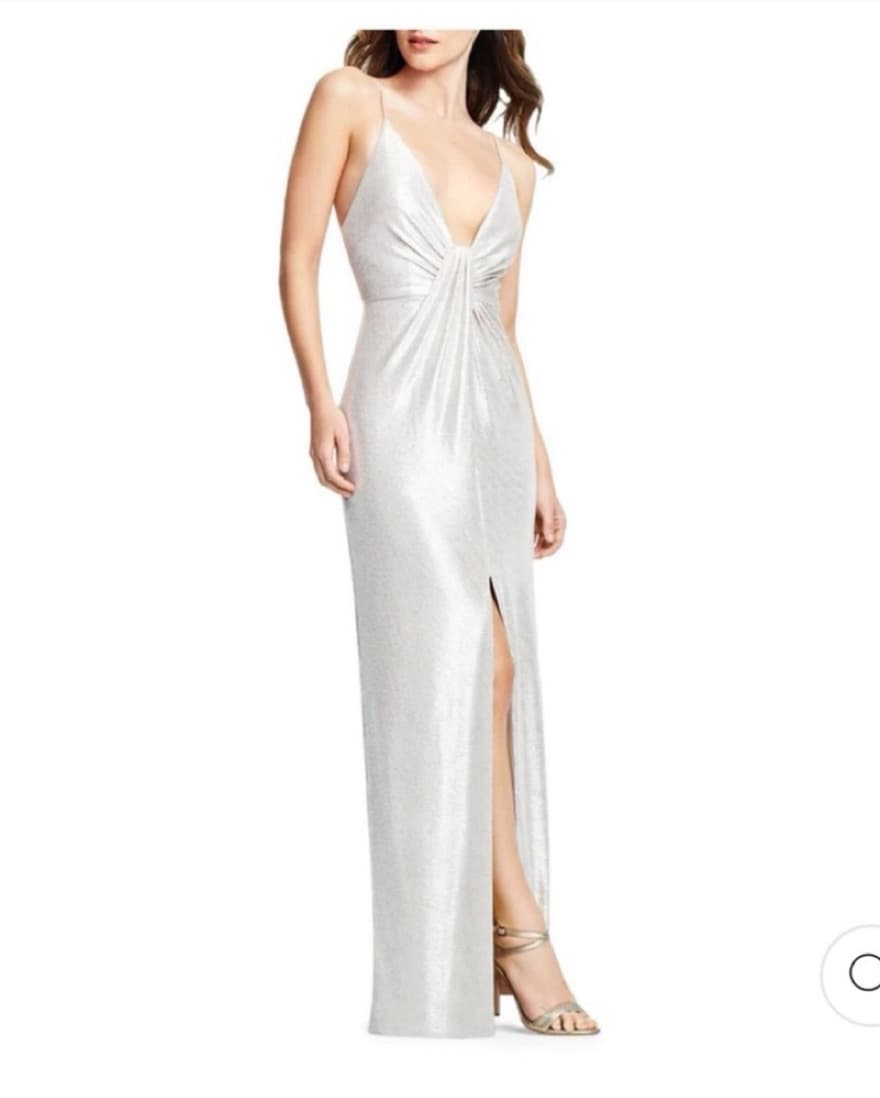 Aidan Mattox Column Gown Champagne Silve - Image 1