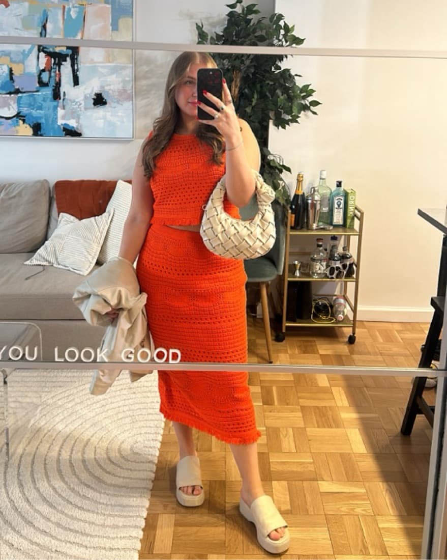 Vibrant Orange Crochet Two Piece - Image 1