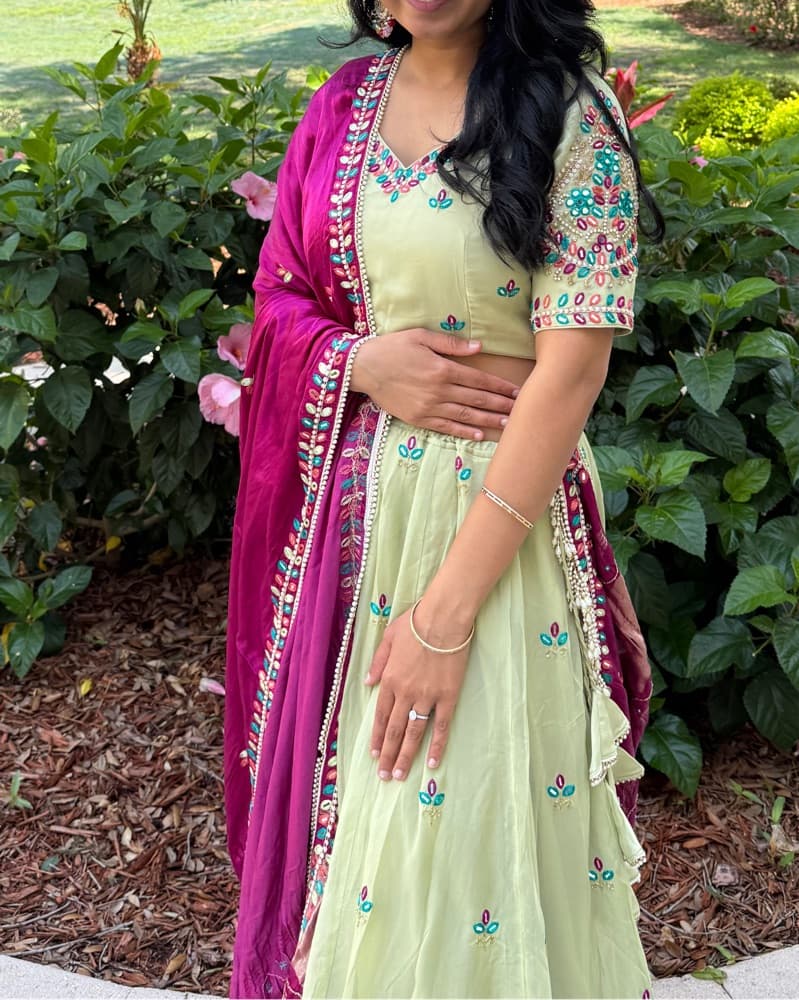 Vibrant Floral Embroidered Lehenga Choli - Image 2