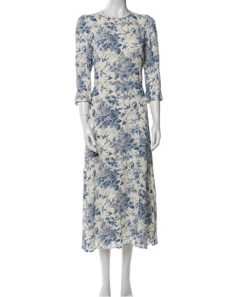 Reformation Blue Gloral Midi Dress  - Image 4